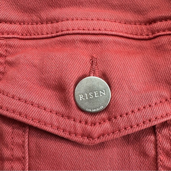 NWOT Risen Removable Hoodie Jean Jacket Women’s Small Red Cotton - Picture 6 of 12